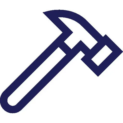 Navy hammer icon for Toronto roof replacement &mdash; Right Choice Roofing and Repair.