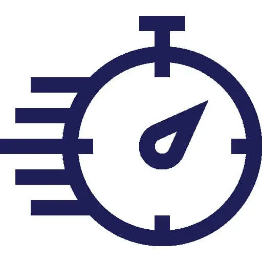 Navy stopwatch icon for Mississauga roofing&mdash;roof repair and roof replacement.