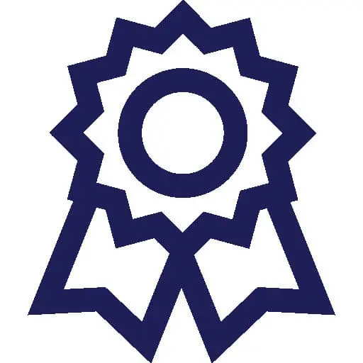 Navy medal icon representing trusted, fast-response Toronto shingle roof repair by Right Choice Roofing and Repair&mdash;storm damage and active leaks; roof replacement and slate roofing available.