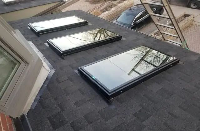 Toronto skylight roof leak repair on 3 asphalt shingle roof by Right Choice Roofing and Repair