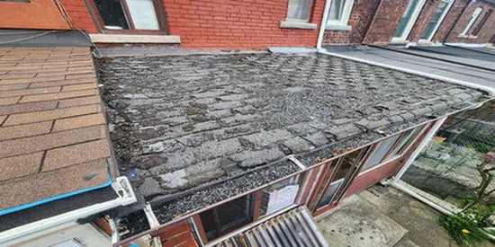 Visible signs of roof damage on a Toronto home including cracked and curling shingles before repair by Right Choice Roofing and Repair.