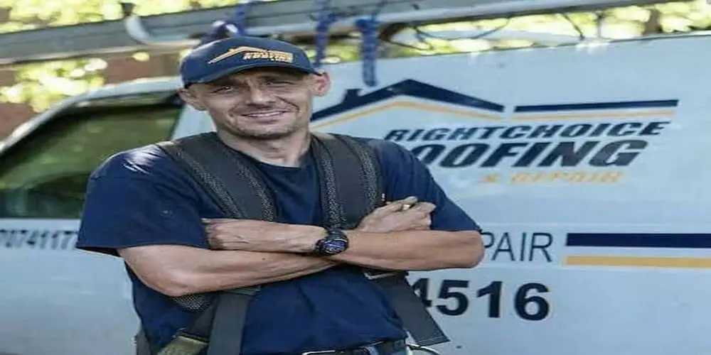 Right Choice Roofing and Repair technician in Toronto standing proudly in front of the service truck.