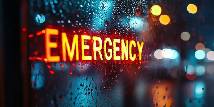 Emergency warning sign during wet Toronto weather highlighting warning signs that indicate the need for immediate roof leak repair, roof replacement, or slate roofing repairs.