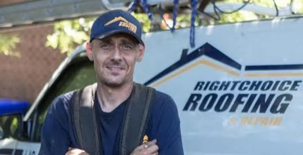 Owner of Right Choice Roofing and Repair standing in front of the company truck in Toronto, providing trusted roof repair, roof replacement, and slate roofing services.