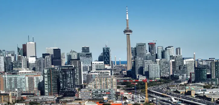 Toronto skyline representing emergency residential and commercial flat roofing services in Toronto