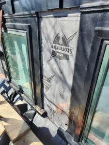 Vapor barrier and ice and water shield system installation on a Toronto dormer exterior by Right Choice Roofing and Repair.