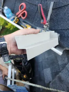 Custom fabricated metal flashing for wildlife-proof Soffit repair in Toronto