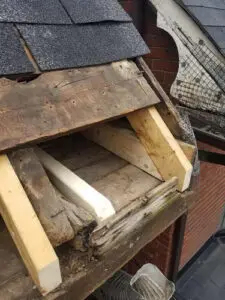 New rafter tail and Fascia framing installed during squirrel damage repair Summerhill Toronto &mdash; Right Choice Roofing and Repair