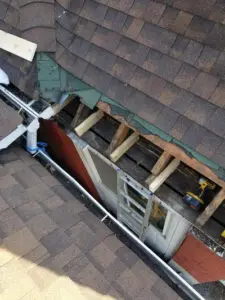 Roof carpentry and structure repair in progress after wildlife damage in Bloor West Village, Toronto by Right Choice Roofing and Repair