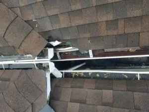 Wildlife damage to Fascia and Eavestrough before repair by Right Choice Roofing and Repair in Toronto