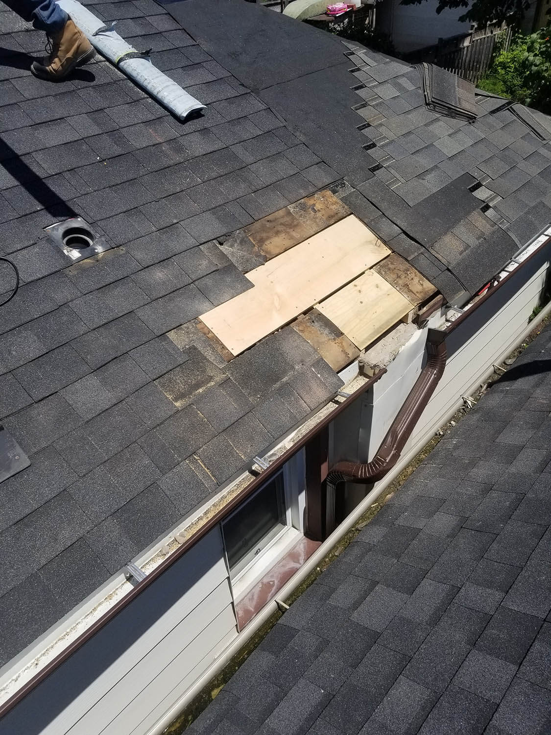 Chimney removal progress wood repair carpentry services